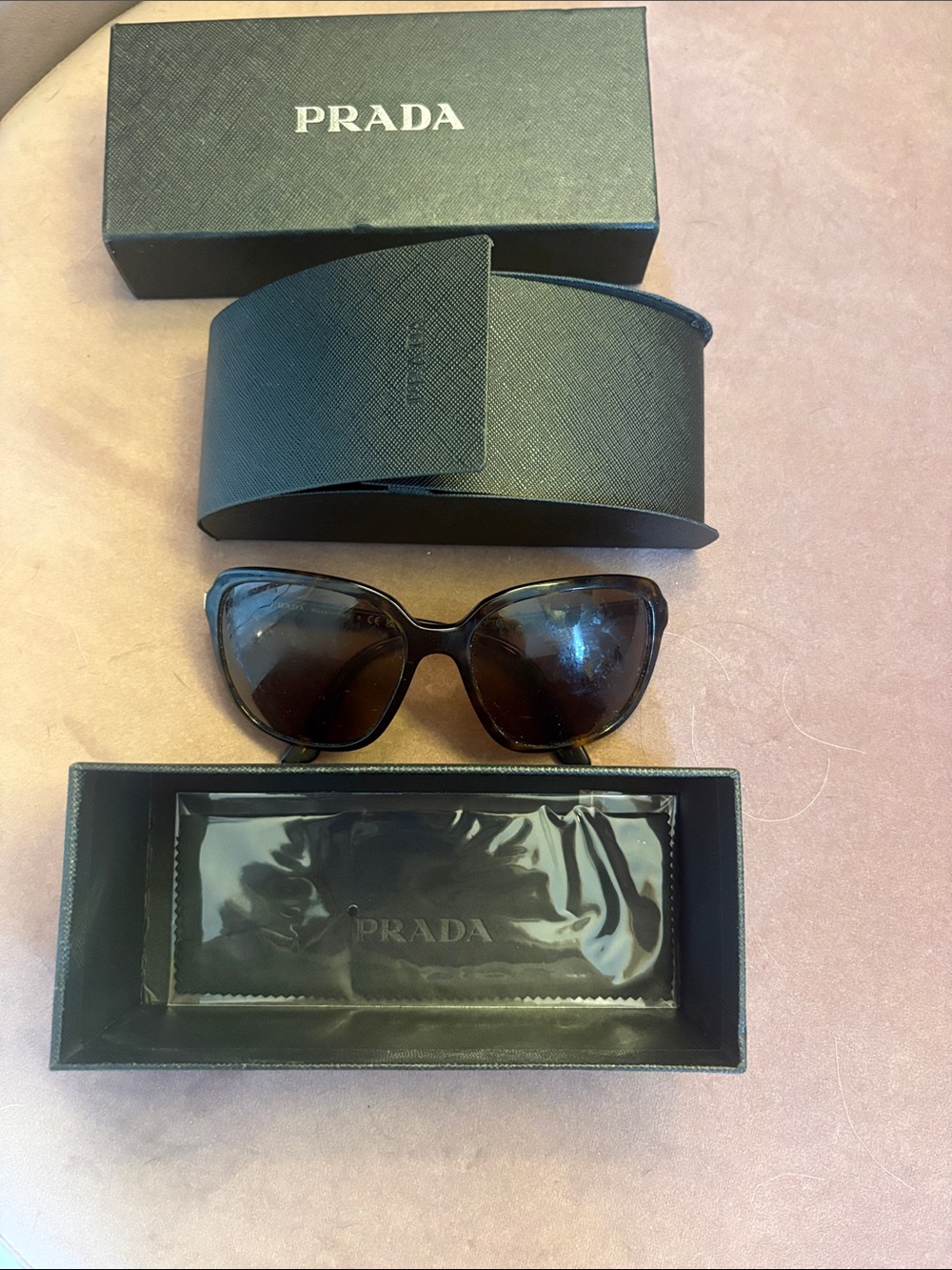 Prada Brown Tortoiseshell Cat-Eye Sunglasses with Dark Lenses
